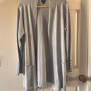 Long sleeve silver metallic dressy cardigan.